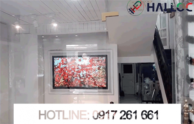 thi công màn hình quảng cáo treo tường 65 inch salon Hương Rose