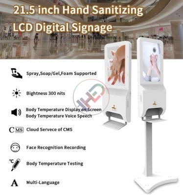 Màn hình quảng cáo LCD tích hợp máy sát khuẩn tay trong mùa dịch Covid